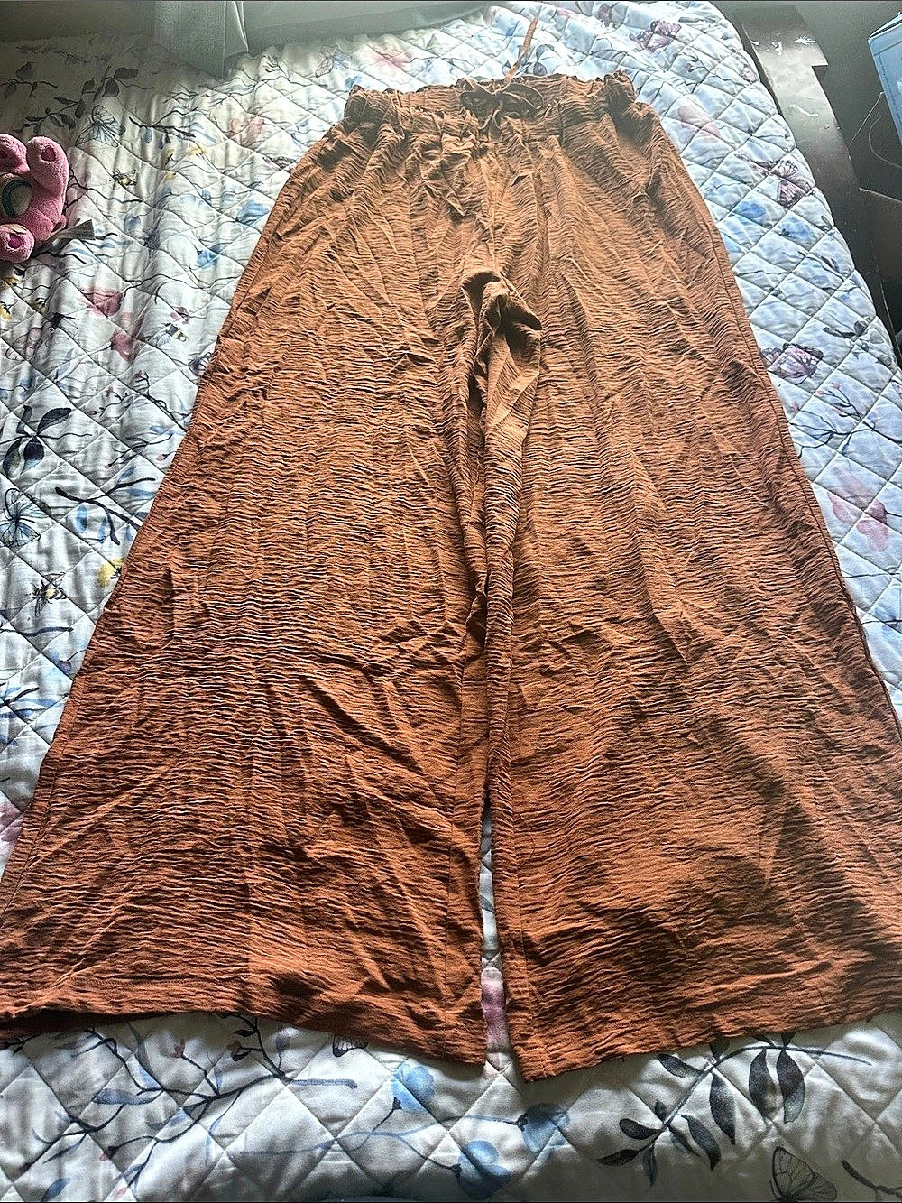 CUPSHE Summer Lovin' Drawstring Wide-Leg Pants Brown Large